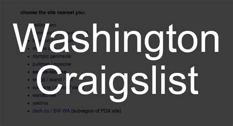 see also. . Washington state craigslist